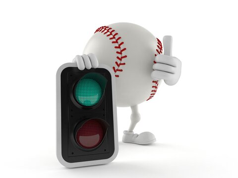Baseball character with green light