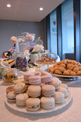 luxury wedding rom dessert buffet party catering with flower decoration fusion halal menu at beautiful hotel restaurant vip ballroom