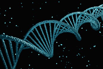 Science Biotechnology Blue DNA structure background 3D rendering