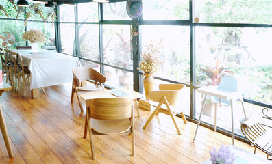  Minimal style decoration cafe inThailand  .Interior background space                               