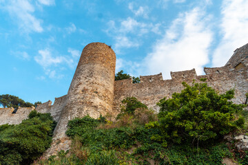 Fototapeta na wymiar Castle of the city of Tossa de Mar in summer, Girona on the Costa Brava of Catalonia in the Mediterranean