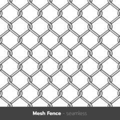 Naklejka premium Mesh fence Seamless texture of metallic chain link, vector design and background seamless.