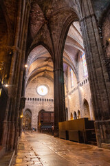 Fototapeta premium Girona medieval city, interior of the Cathedral without people, Costa Brava of Catalonia in the Mediterranean. Spain