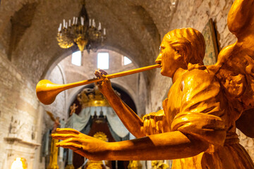 Girona medieval city, religious elements inside the Cathedral, Costa Brava of Catalonia in the Mediterranean. Spain