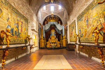 Fototapeta na wymiar Girona medieval city, religious elements inside the Cathedral, Costa Brava of Catalonia in the Mediterranean. Spain
