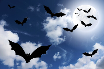 Décor avec chauves-souris pour la nuit d'halloween	