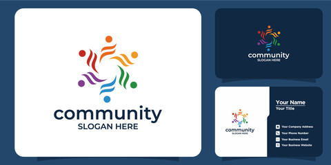 PrintCreative colorful social group logo set and business card