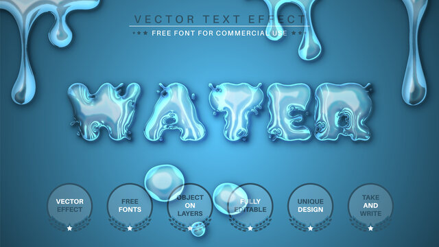 Blue Water -  Editable Text Effect, Font Style