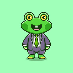 cute businessman boss frog cartoon illustration