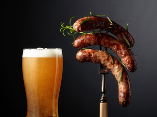 Beer and grilled Bavarian sausages.