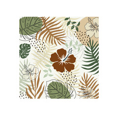 Palm leaves bohemian abstract wall art, vector illustration, Floral art