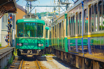 Fototapeta na wymiar 江ノ島電鉄（江ノ電）と線路