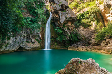 La Calavera waterfall in the Borosa river, Sierra de Cazorla.