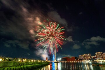 打ち上げ花火　夏のイメージ　山口県　下関市