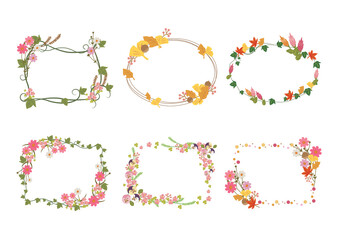 かわいい秋の花のフレームセット01