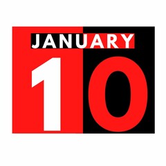 January 10 . Flat daily calendar icon .date ,day, month .calendar for the month of January