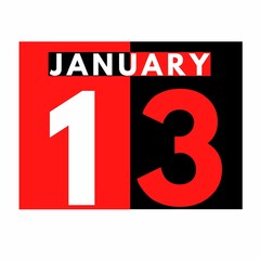 January 13 . Flat daily calendar icon .date ,day, month .calendar for the month of January