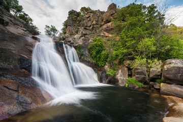Fototapeta na wymiar Devil's waterfall of Villanueva de la Vera in Extremadura