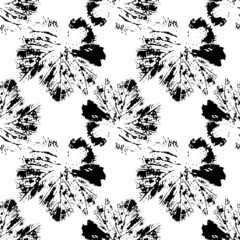 Vector pattern of grapes. Prints of grape leaves . botanical Monotype . floral black silhouette on a white background . carved leaves . blank for design, textiles , printed products.
