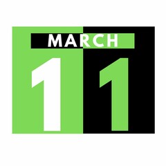 Fototapeta premium March 11 . Flat daily calendar icon .date ,day, month .calendar for the month of March