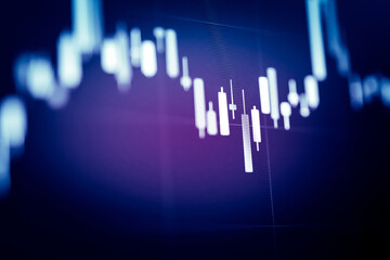 Financial graph showing statistics, Cost and prices are falling, stock and exchange market crash, inflation crisis, inflation rate increase. Electronic chart with stock market fluctuations concept.	