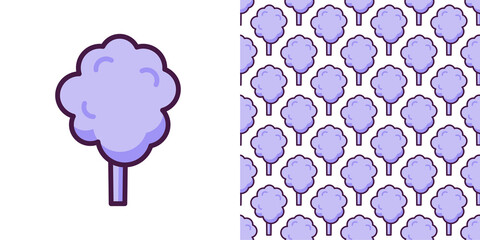 Cotton candy emoji vector character.