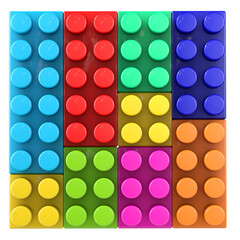 Colorful blocks building blocks for children. 3d illustration.