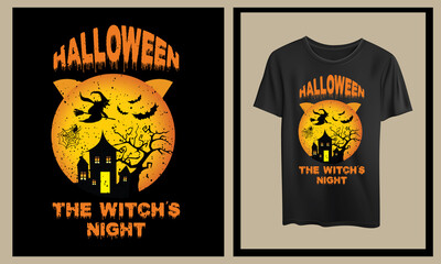 Halloween the Witch's Night t shirt design.