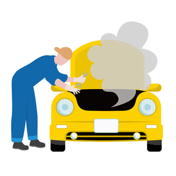 故障車の修理をしている作業員イラスト Stock Vector Adobe Stock