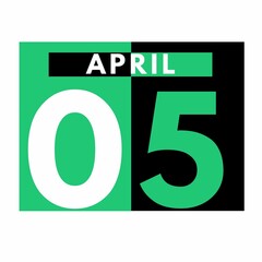 April 5 . Flat daily calendar icon .date ,day, month .calendar for the month of April