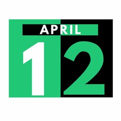 Fototapeta premium April 12 . Flat daily calendar icon .date ,day, month .calendar for the month of April