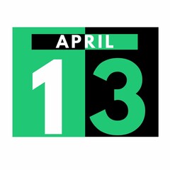 Fototapeta premium April 13 . Flat daily calendar icon .date ,day, month .calendar for the month of April