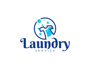 Modern laundry logo with clothes illustration