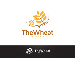 Wheat logo design with branch illustration