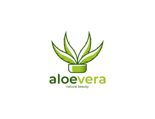 Aloe vera logo illustration design template