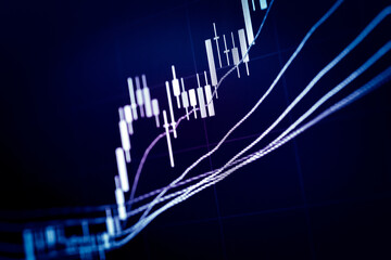 Financial graph showing statistics, Cost and prices are falling, stock and exchange market crash, inflation crisis, inflation rate increase. Electronic chart with stock market fluctuations concept.