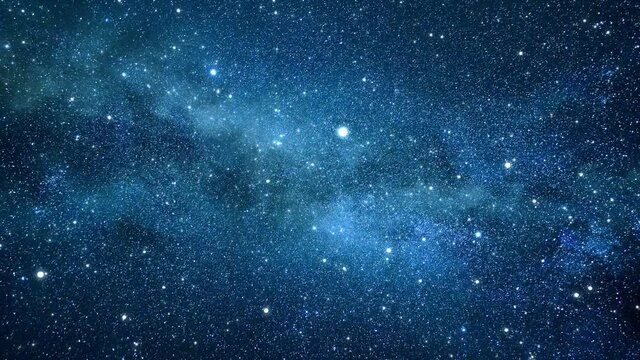 Space Nebula blue background. Night starry sky, milky way in beautiful night horizon. The stars are everywhere around. Seamless looped animation. High quality 4k footage