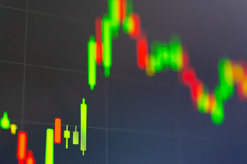 Financial graph showing statistics, Cost and prices are falling, stock and exchange market crash, inflation crisis, inflation rate increase. Electronic chart with stock market fluctuations concept.