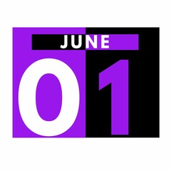 Fototapeta na wymiar June 1 . Modern daily calendar icon .date ,day, month .calendar for the month of June