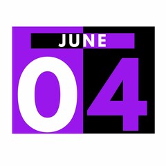 Fototapeta na wymiar June 4 . Modern daily calendar icon .date ,day, month .calendar for the month of June