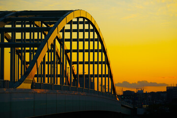 多摩水道橋と夕暮れ