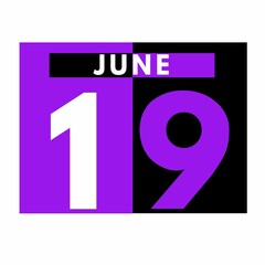 June 19 . Modern daily calendar icon .date ,day, month .calendar for the month of June