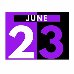 June 23 . Modern daily calendar icon .date ,day, month .calendar for the month of June