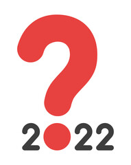 New year 2022 vector concept, big question mark instead of zero, confusion and thoughts about 2022