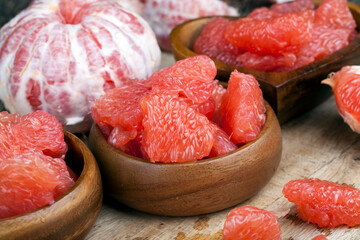 sour ripe grapefruit peeled and divided