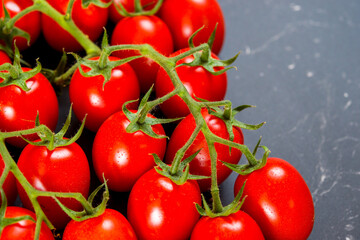 Close-up shot of fresh bio tomatoes. BIO vegetables from vilage garden.