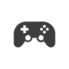 Joystick, game controller black icon. Console, video game vector symbol.