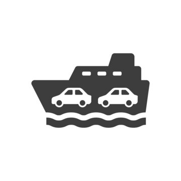 Ferry boat black vector sign. Ferryboat ship symbol.
