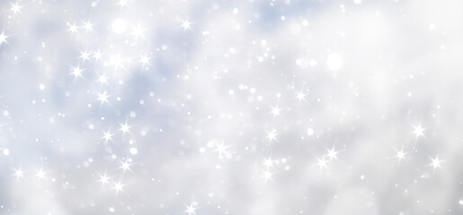 blue snowfall bokeh background, abstract snowflake background on blurred abstract blue