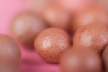 Macro powder balls. Makeup. Powder for makeup. Beauty and fashion .